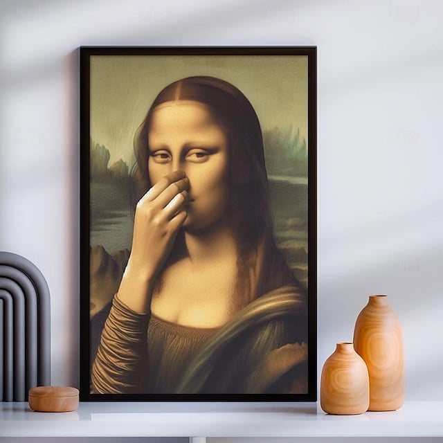 Imitation Mona Lisa Kunstdekoration, lustige Vintage-Toilette Humor Raumdeko