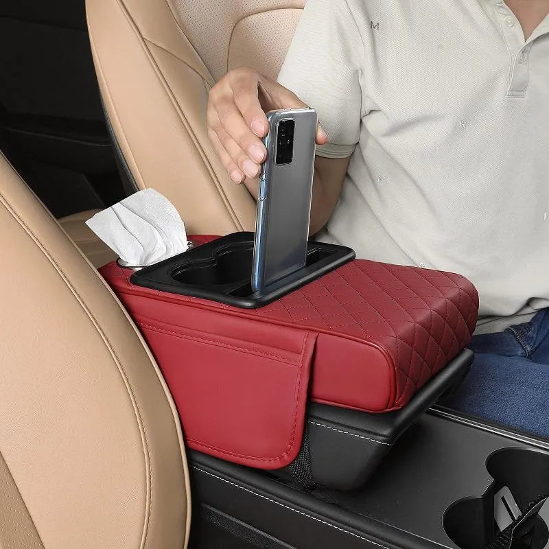 🚗 🔥 Multifunktionale Auto-Armlehnenmatte aus PU-Leder