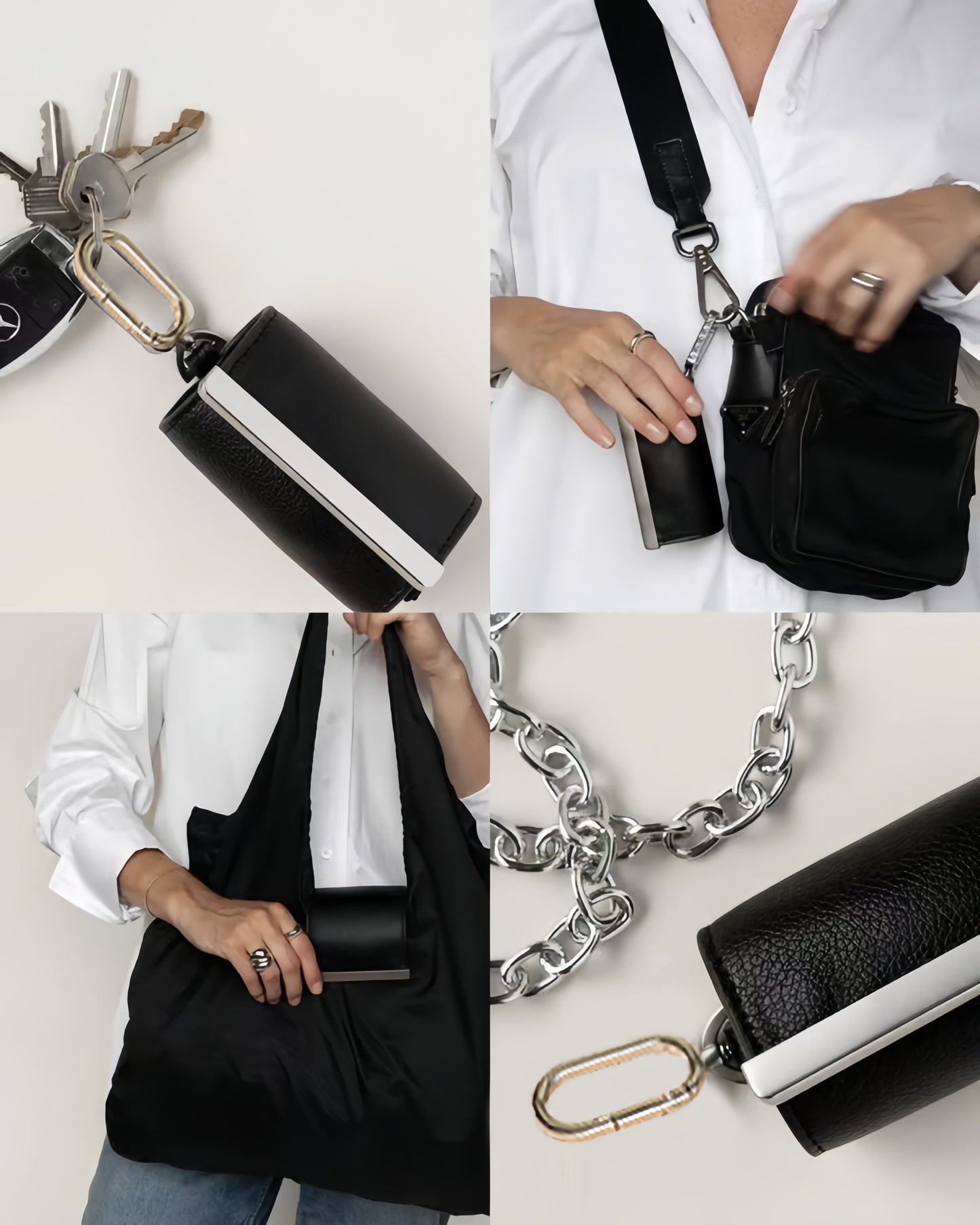 🔥Schlüsselanhänger-Tasche aus Veganem Leder – Wird zur geräumigen Einkaufstasche