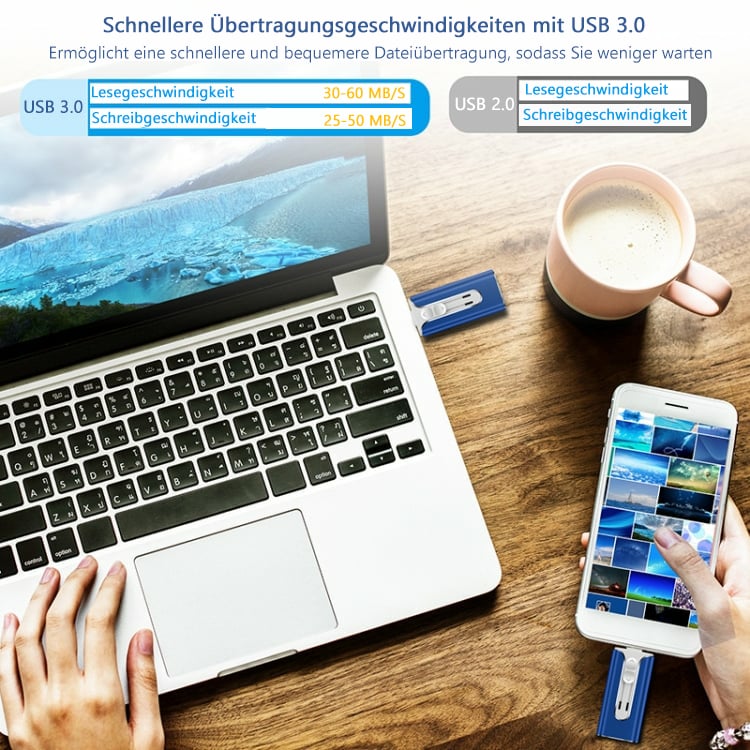 🔥Het Försäljning - 49% Rabatt🔥16 ~ 256 GB Micro USB + 8 Pin + USB 3.0 4 in 1 Praktischer U-Disk-Dator