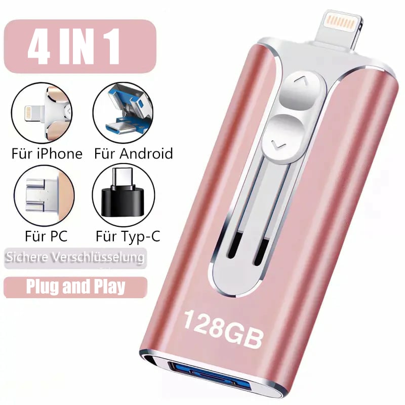 🔥Het Försäljning - 49% Rabatt🔥16 ~ 256 GB Micro USB + 8 Pin + USB 3.0 4 in 1 Praktischer U-Disk-Dator