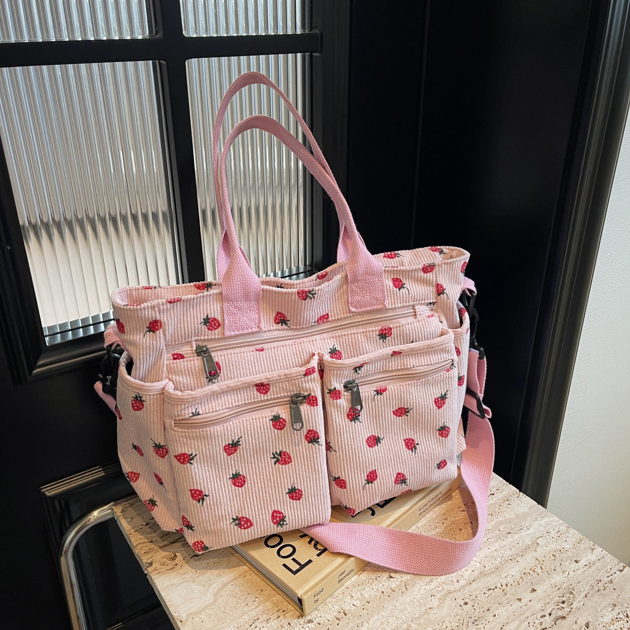 🤎Retro-Schultertasche – Cord-Tragetasche mit mehreren Fächern, großem Fassungsvermögen, schlichte Schulter-/Umhängetasche für den Alltag