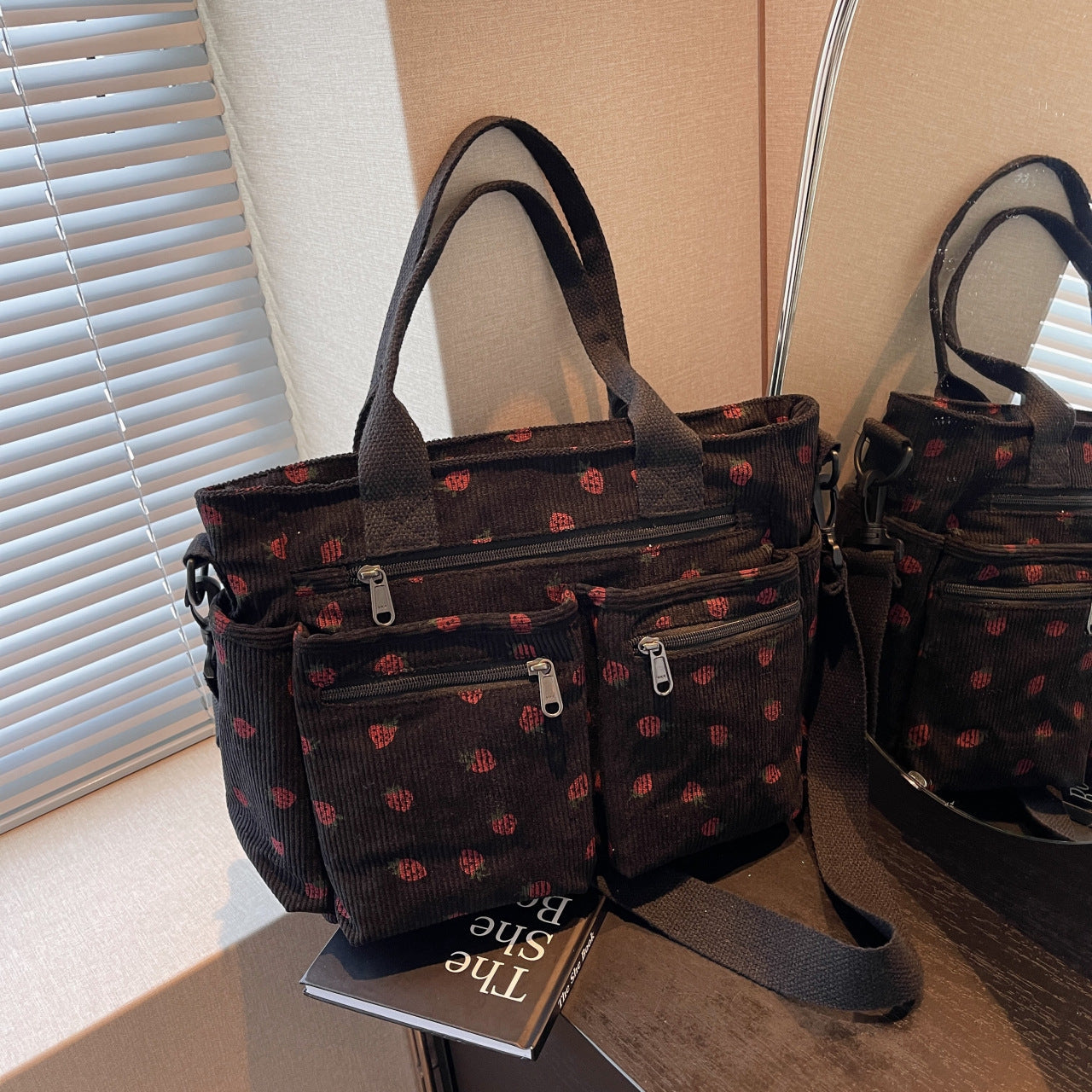 🤎Retro-Schultertasche – Cord-Tragetasche mit mehreren Fächern, großem Fassungsvermögen, schlichte Schulter-/Umhängetasche für den Alltag