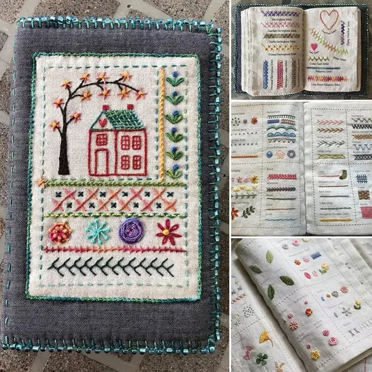 🧵✨ Tragbares Stickmusterbuch & Nähset – 86-teiliges Komplett-Reiseset mit 18 farbigen Garnen! ✨📘