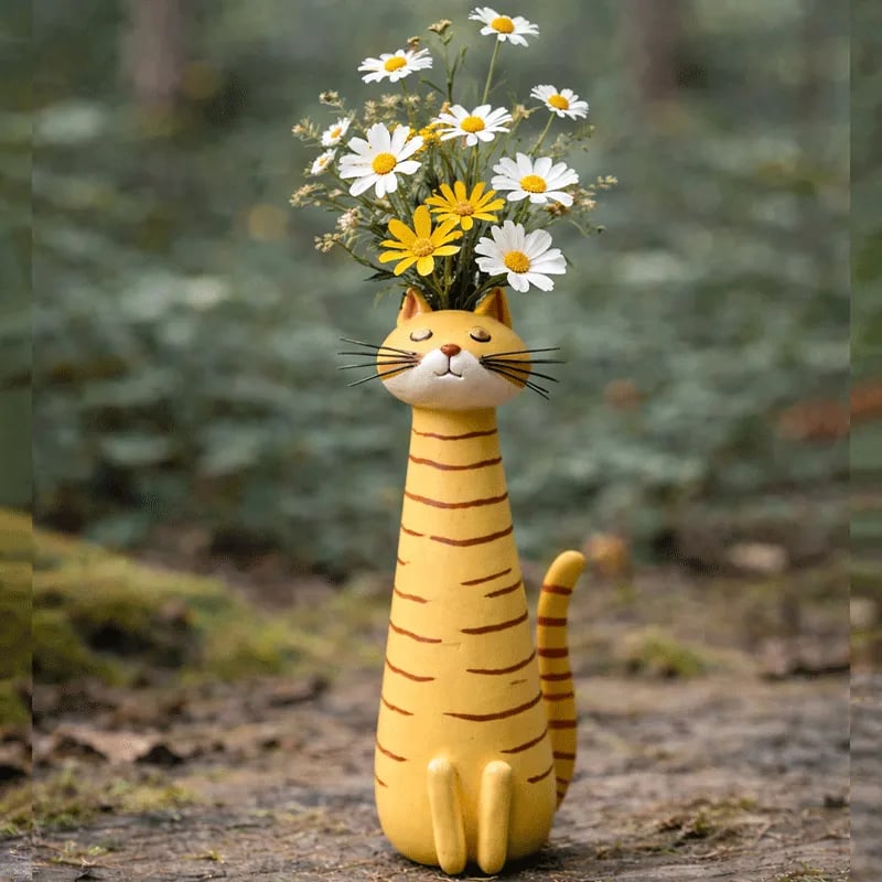 😻 Handgefertigte, originelle Keramik-Katzenvase