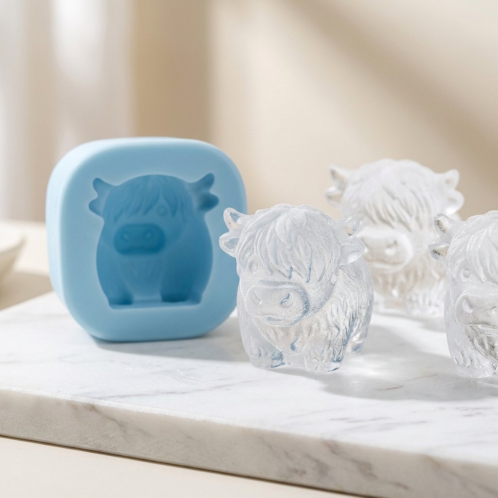 🐮 Mini-Hochlandkuh-Eiswürfelform – Niedliche 3D-Eiswürfel für Getränke, Partys und Geschenke