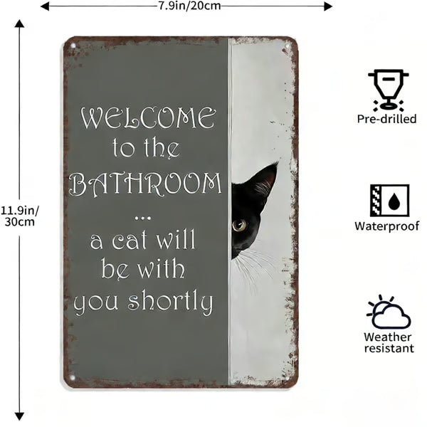 Vintage Schwarz-Weiß-Katze & Hochlandrinder Wandkunst