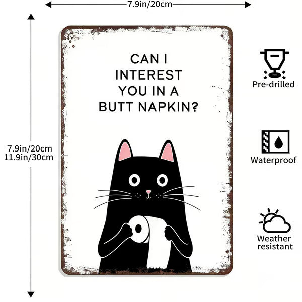 Vintage Schwarz-Weiß-Katze & Hochlandrinder Wandkunst