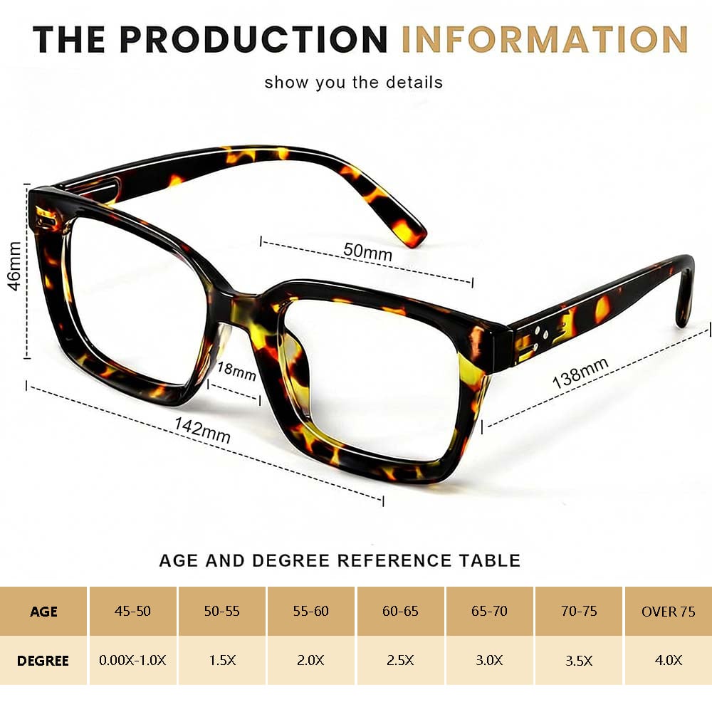 🔥Sonderangebot – ✨👓Lesebrille im Schildpatt-Design – Übergroße, eckige Brille mit blauem Lichtfilter