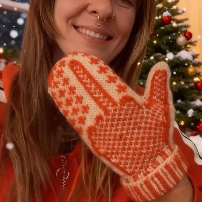🔥LETZTER TAG 49 % RABATT – 🎅🧤✨ Nordische Stricklook-Handschuhe mit Verstecktem Pixel-Mittelfinger – Retro-Stil & Rebellischer Humor! ✨❄️