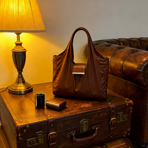 🔥Schlüsselanhänger-Tasche aus Veganem Leder – Wird zur geräumigen Einkaufstasche