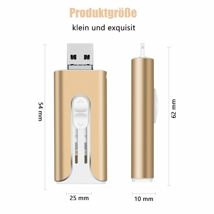 🔥Het Försäljning - 49% Rabatt🔥16 ~ 256 GB Micro USB + 8 Pin + USB 3.0 4 in 1 Praktischer U-Disk-Dator