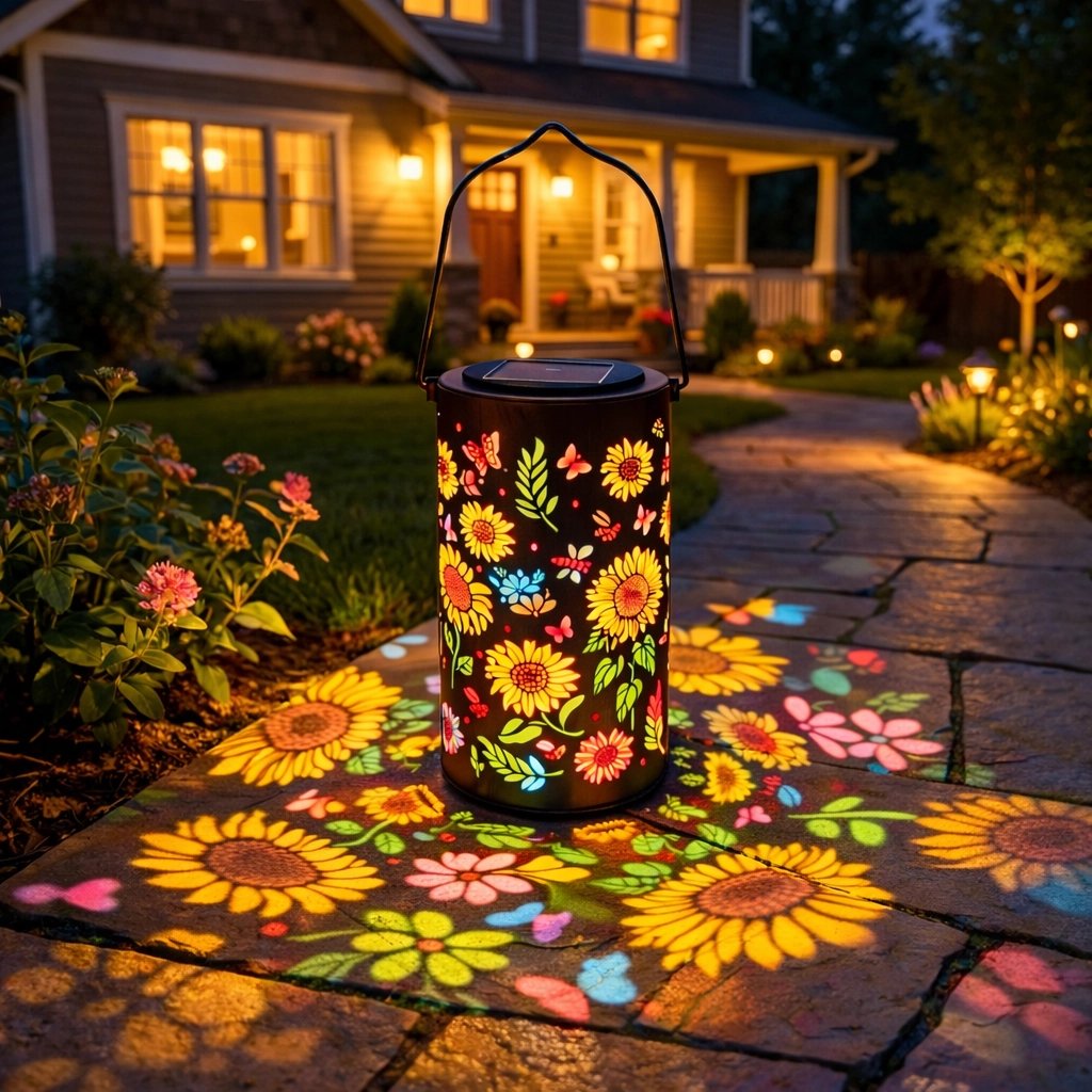 🌞Bunte Solar-Gartenlaterne mit Sonnenblumen-Leuchteffekt
