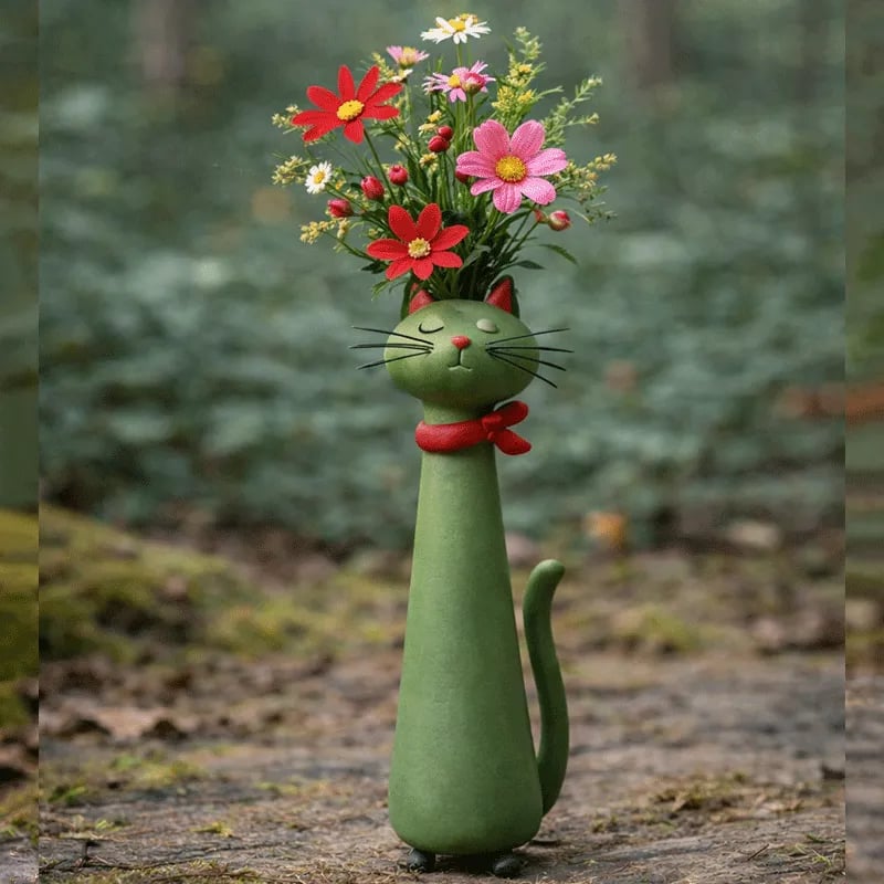 😻 Handgefertigte, originelle Keramik-Katzenvase