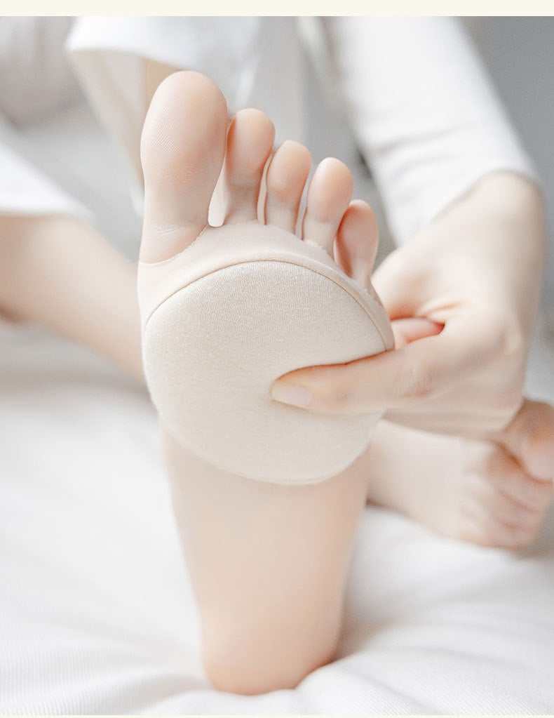 👠✨ Fünfzehen-Vorderfußpolster für Frauen | Stoßdämpfende Einlegesohlen für hohe Absätze | Schwarz/Beig