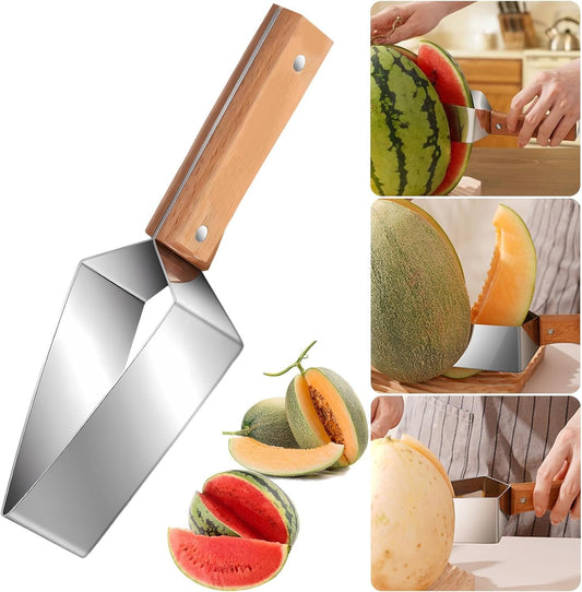 🍉🔪 Dreieckiger Wassermelonenschneider — Edelstahl mit Holzgriff