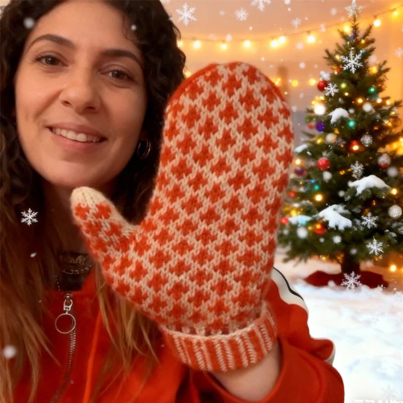 🔥LETZTER TAG 49 % RABATT – 🎅🧤✨ Nordische Stricklook-Handschuhe mit Verstecktem Pixel-Mittelfinger – Retro-Stil & Rebellischer Humor! ✨❄️