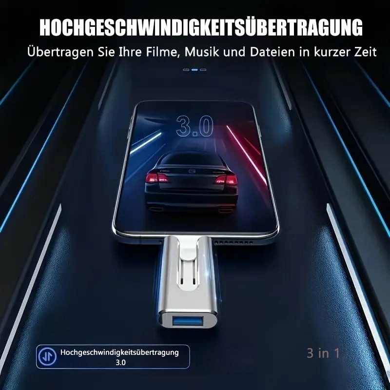 🔥Het Försäljning - 49% Rabatt🔥16 ~ 256 GB Micro USB + 8 Pin + USB 3.0 4 in 1 Praktischer U-Disk-Dator