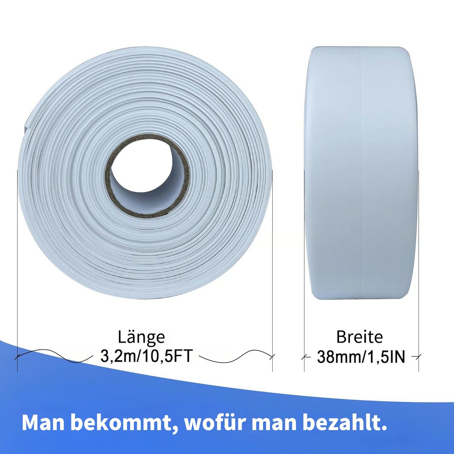 Weißes wasserdichtes, selbstklebendes Dichtband – 3,2 m langlebige Abdichtung für Badezimmer- und Küchenkanten