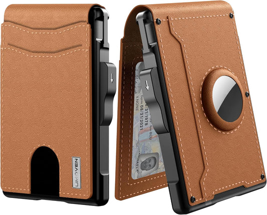 ✨AirTag-Brieftasche für Herren – mit Pop-up-Etui aus Aluminium, Geldklammer, schmalen Lederschlitzen, Kreditkartenfächern, RFID-Schutz, minimalistische Brieftasche mit zwei Fächer