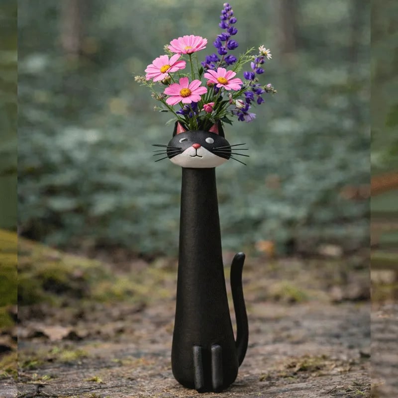 😻 Handgefertigte, originelle Keramik-Katzenvase