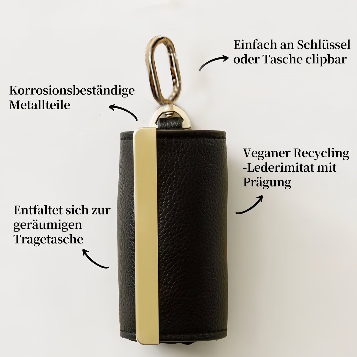 🔥Schlüsselanhänger-Tasche aus Veganem Leder – Wird zur geräumigen Einkaufstasche