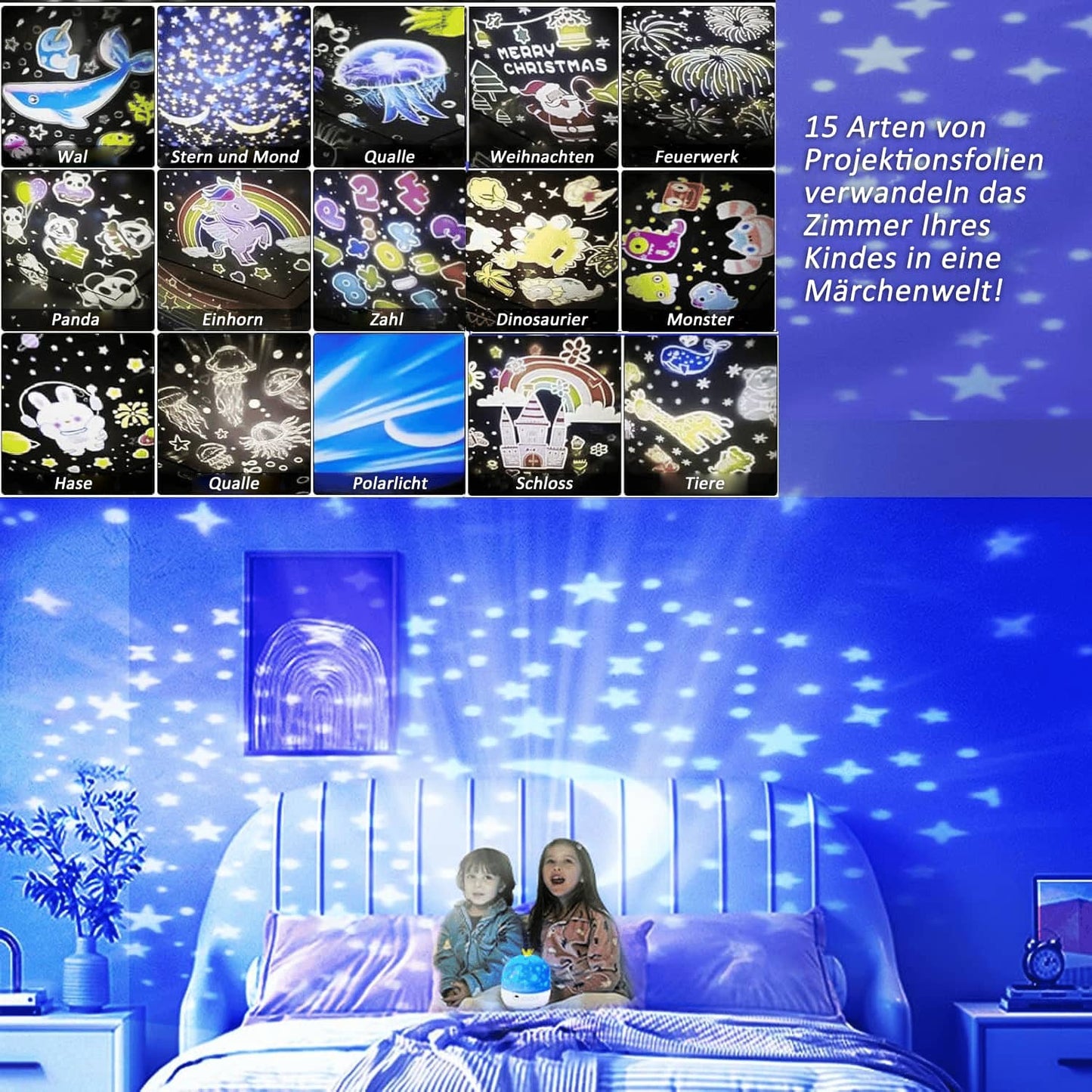 🔥Heißer Verkauf - 49% Rabatt🔥Kinder-Projektionsnachtlicht mit 15+ Themenfolien