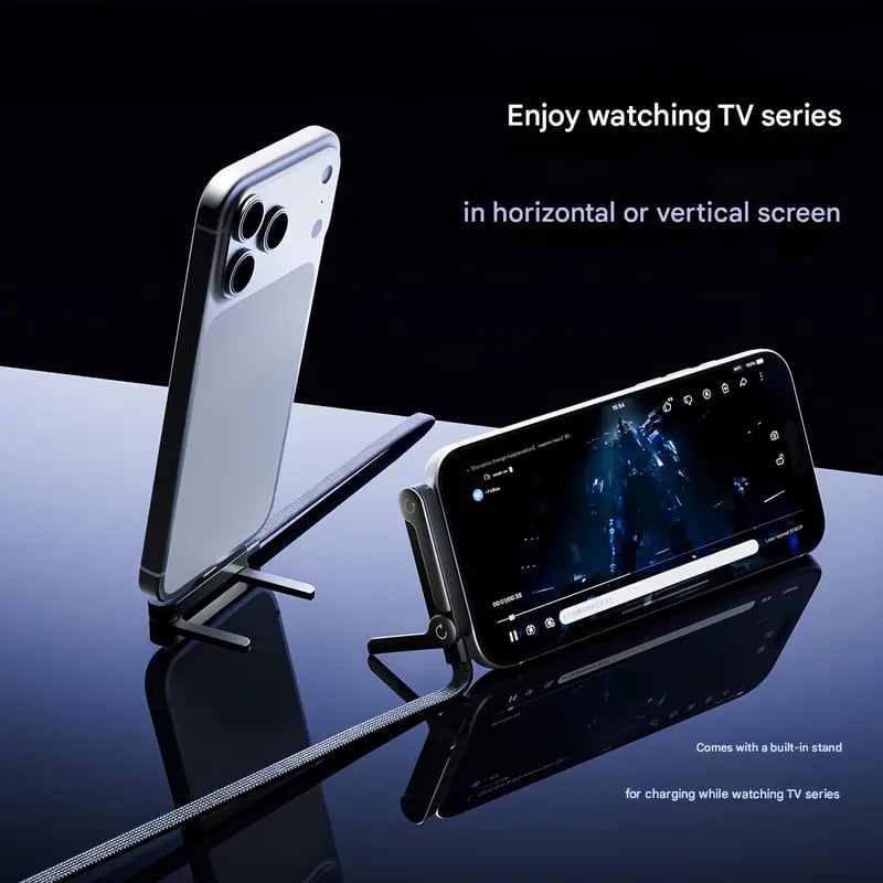 ⚡🔋 2-in-1 unsichtbares Ladekabel – 240-W-Schnellladekabel mit integriertem klappbarem Handyhalter! ✨📱