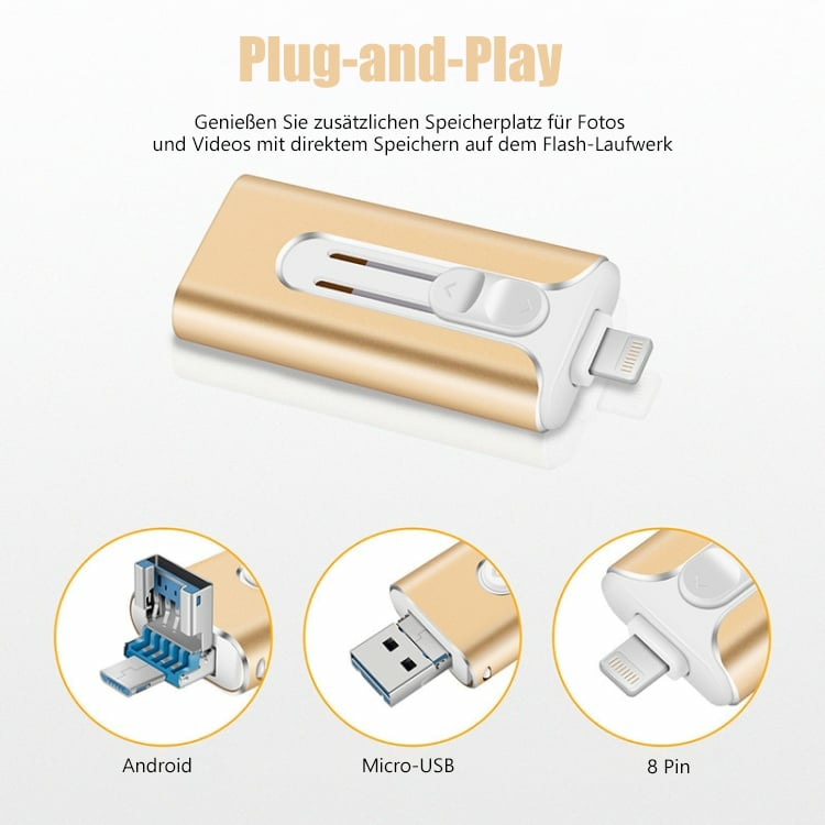🔥Het Försäljning - 49% Rabatt🔥16 ~ 256 GB Micro USB + 8 Pin + USB 3.0 4 in 1 Praktischer U-Disk-Dator