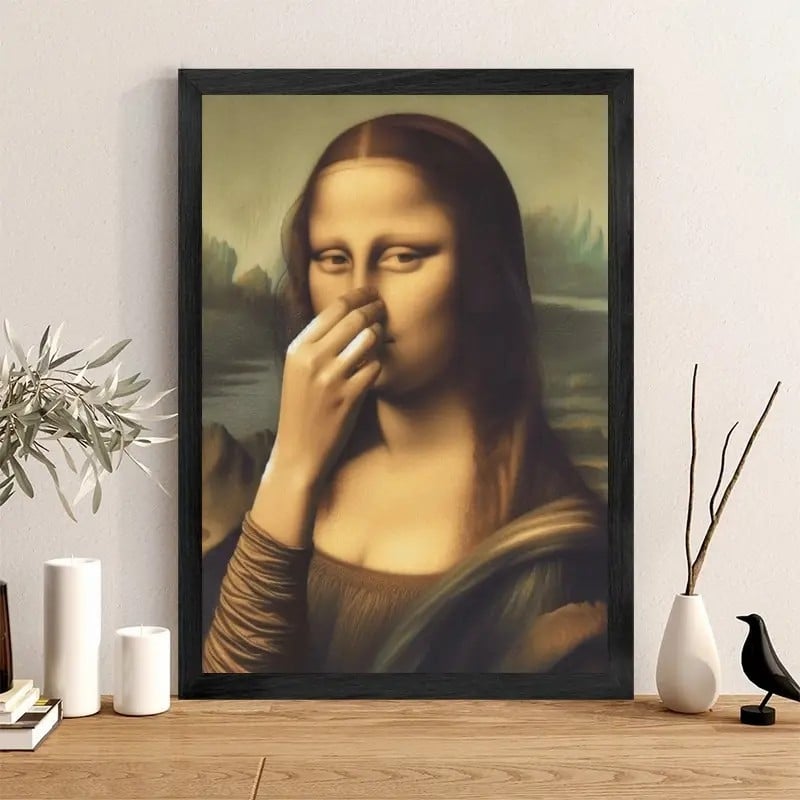Imitation Mona Lisa Kunstdekoration, lustige Vintage-Toilette Humor Raumdeko