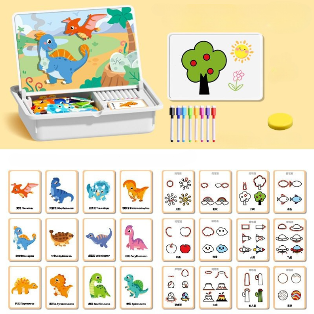 Magnetisches Puzzle zum Anziehen von Gesichtern, Reisespiel, doppelseitiges Lernspielzeug für Kinder im Vorschulalter