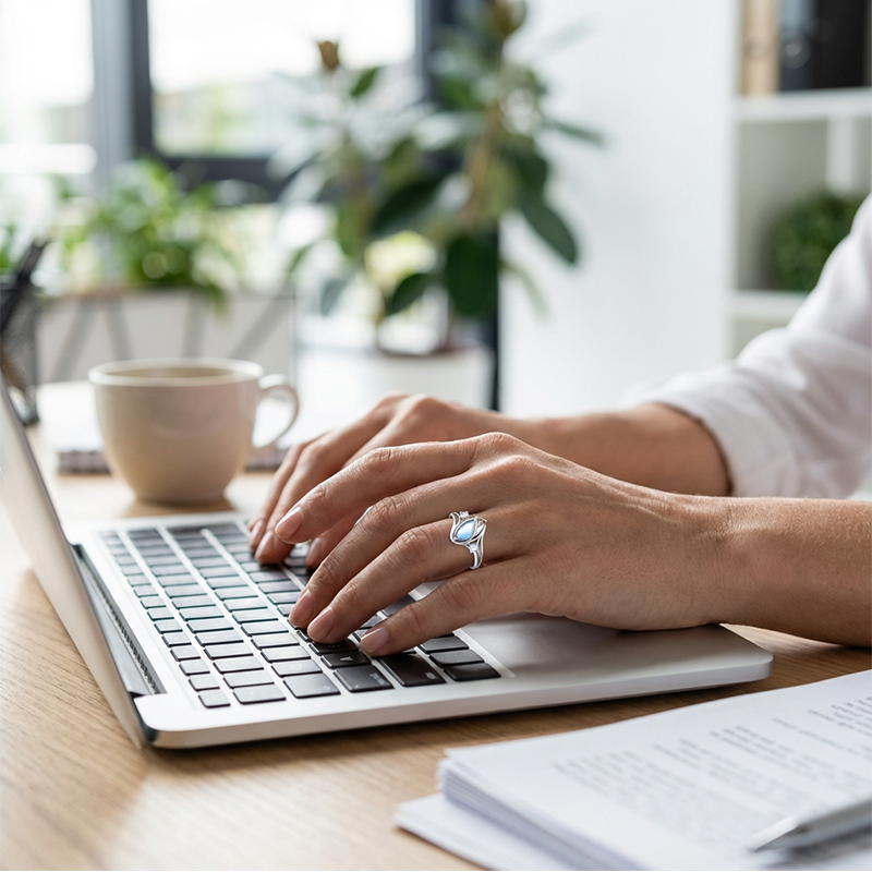 Geometrischer Damenring mit ovalem grünem Mondstein & Zirkonia – modern & stilvoll 💍✨