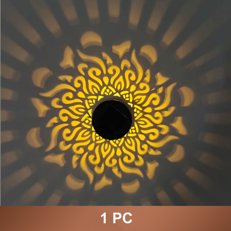 ☀️ Solar-Mandala-Leuchte für Garten und Terrasse – 2-in-1-Steh- und Wandleuchte – Dekorative Beleuchtung im Vintage-Look – Rostfrei und langlebig