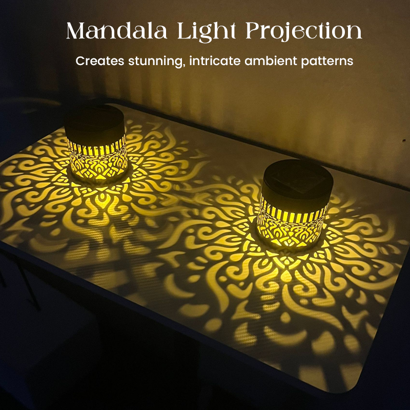 ☀️ Solar-Mandala-Leuchte für Garten und Terrasse – 2-in-1-Steh- und Wandleuchte – Dekorative Beleuchtung im Vintage-Look – Rostfrei und langlebig