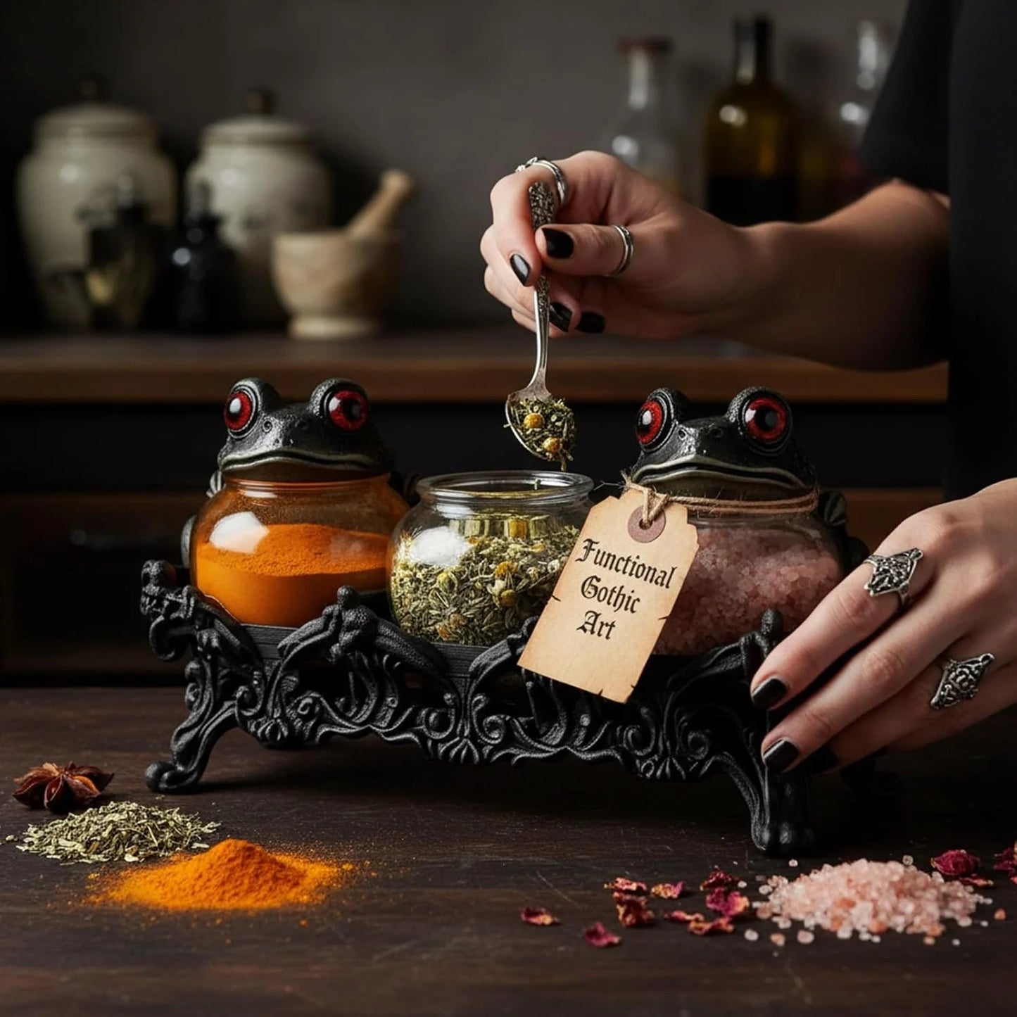 🐸🔮 Hexenfrosch-Gewürzdosen – Gotische Gewürzbehälter mit geheimnisvollem Apothekencharme! 🧙‍♀️✨
